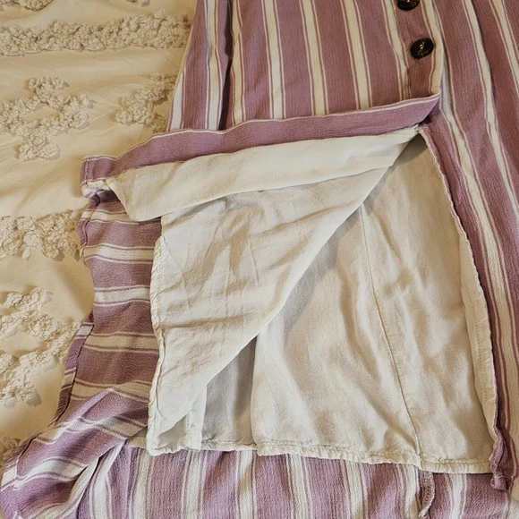 Lulus Striped Button-Front Maxi Dress in Lavender/Pink and White - Picture 5 of 15